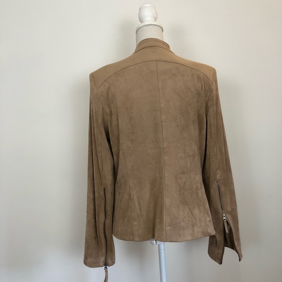 Adrienne Vittadini Tan Faux Suede ZIP up Jacket - Picture 4 of 8
